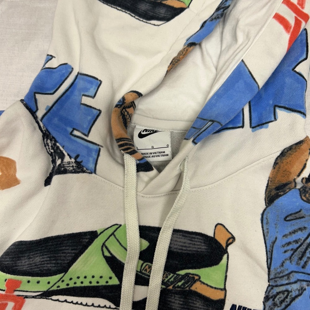 Nike Sportswear Club Sketched Graphic Hoodie Cream FV1921-133 Mens Large - Picture 3 of 11